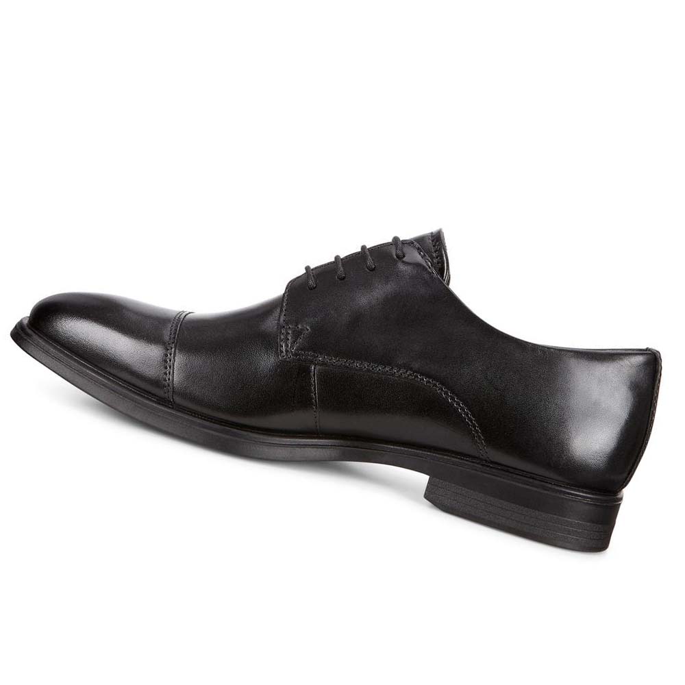 Férfi Ecco Melbourne Cap Toe Tie Ruha Cipő Fekete | HU 521SGL